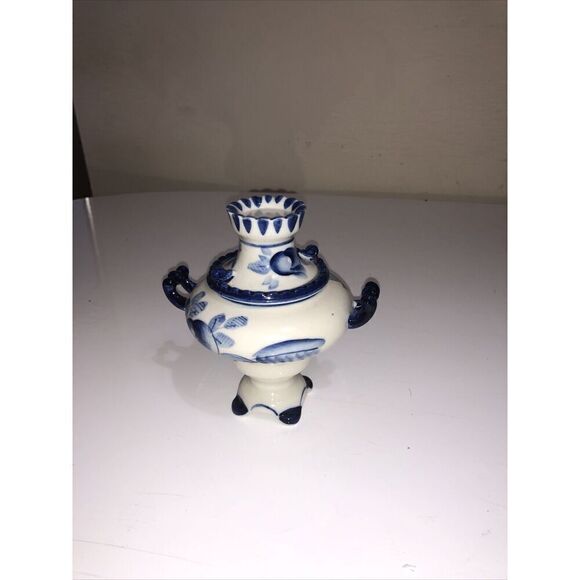 GZEL FROM RUSSIA  HANDMADE BLUE&WHITE RUSSIAN SAMOVAR - Picture 2 of 7
